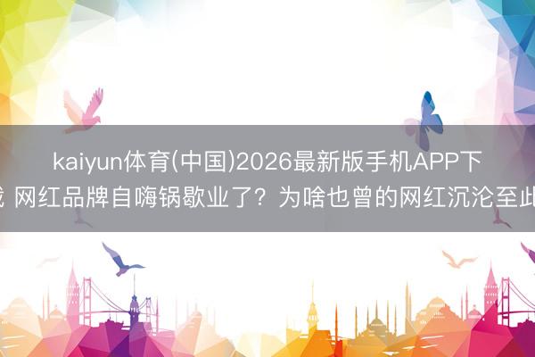 kaiyun体育(中国)2026最新版手机APP下载 网红品牌自嗨锅歇业了？为啥也曾的网红沉沦至此？