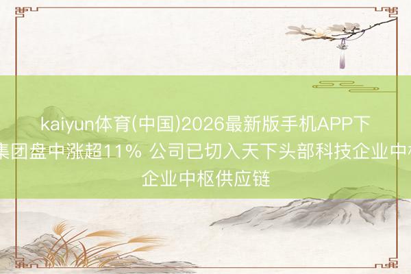 kaiyun体育(中国)2026最新版手机APP下载 俊知集团盘中涨超11% 公司已切入天下头部科技企业中枢供应链