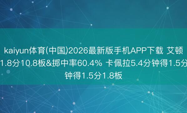kaiyun体育(中国)2026最新版手机APP下载 艾顿场均11.8分10.8板&掷中率60.4% 卡佩拉5.4分钟得1.5分1.8板