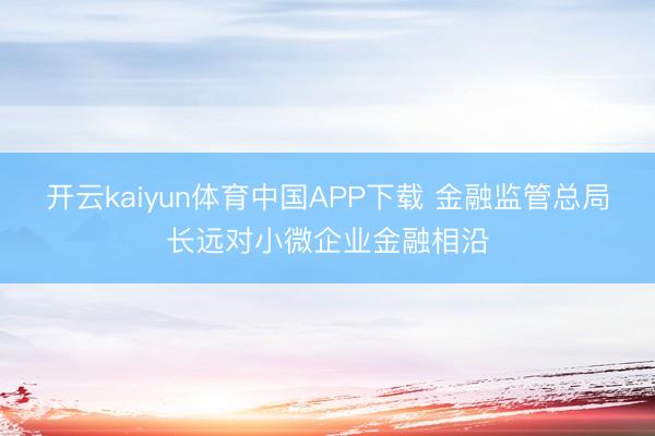 开云kaiyun体育中国APP下载 金融监管总局长远对小微企业金融相沿